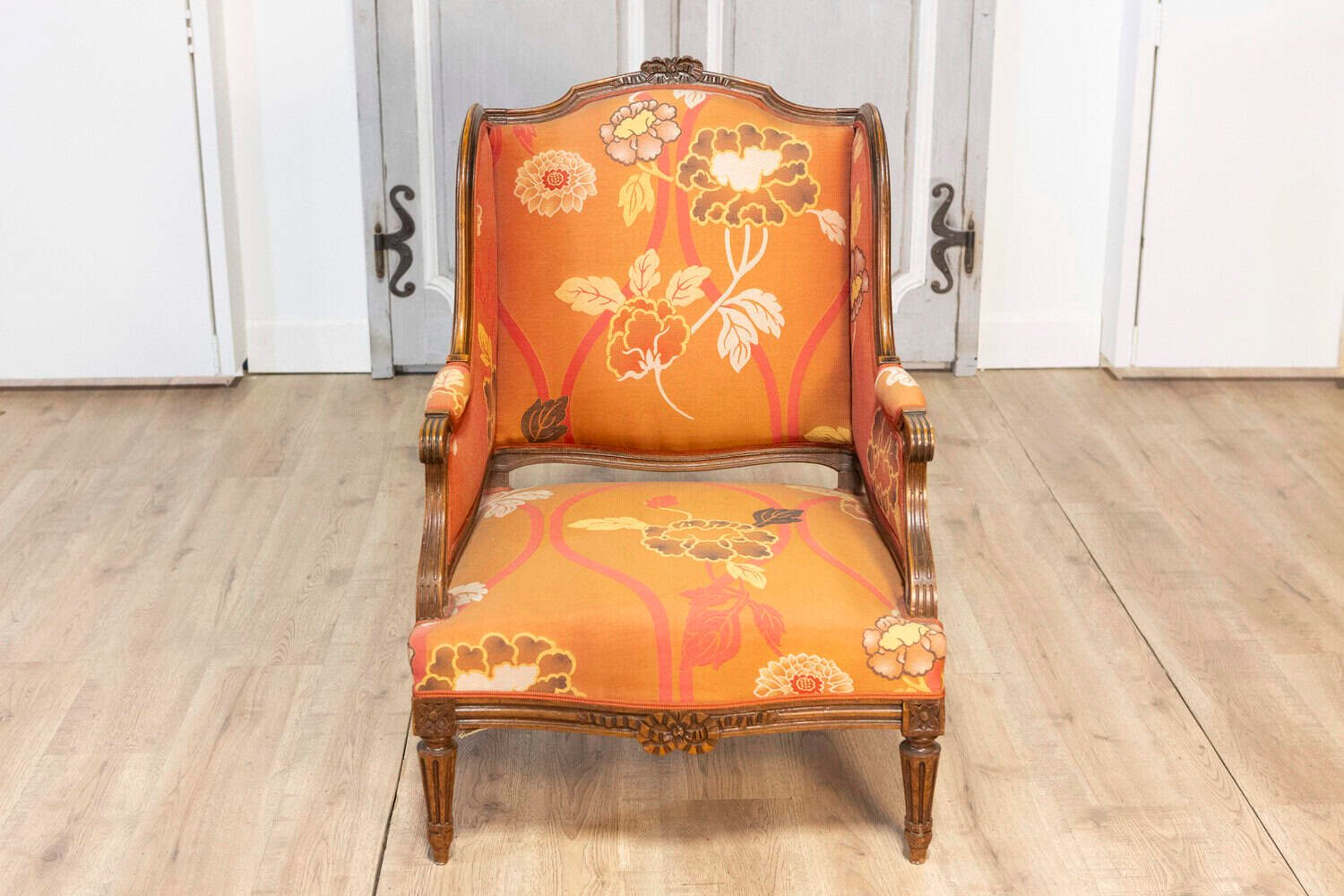 20th Century French Walnut Chair and Ottoman - JAA