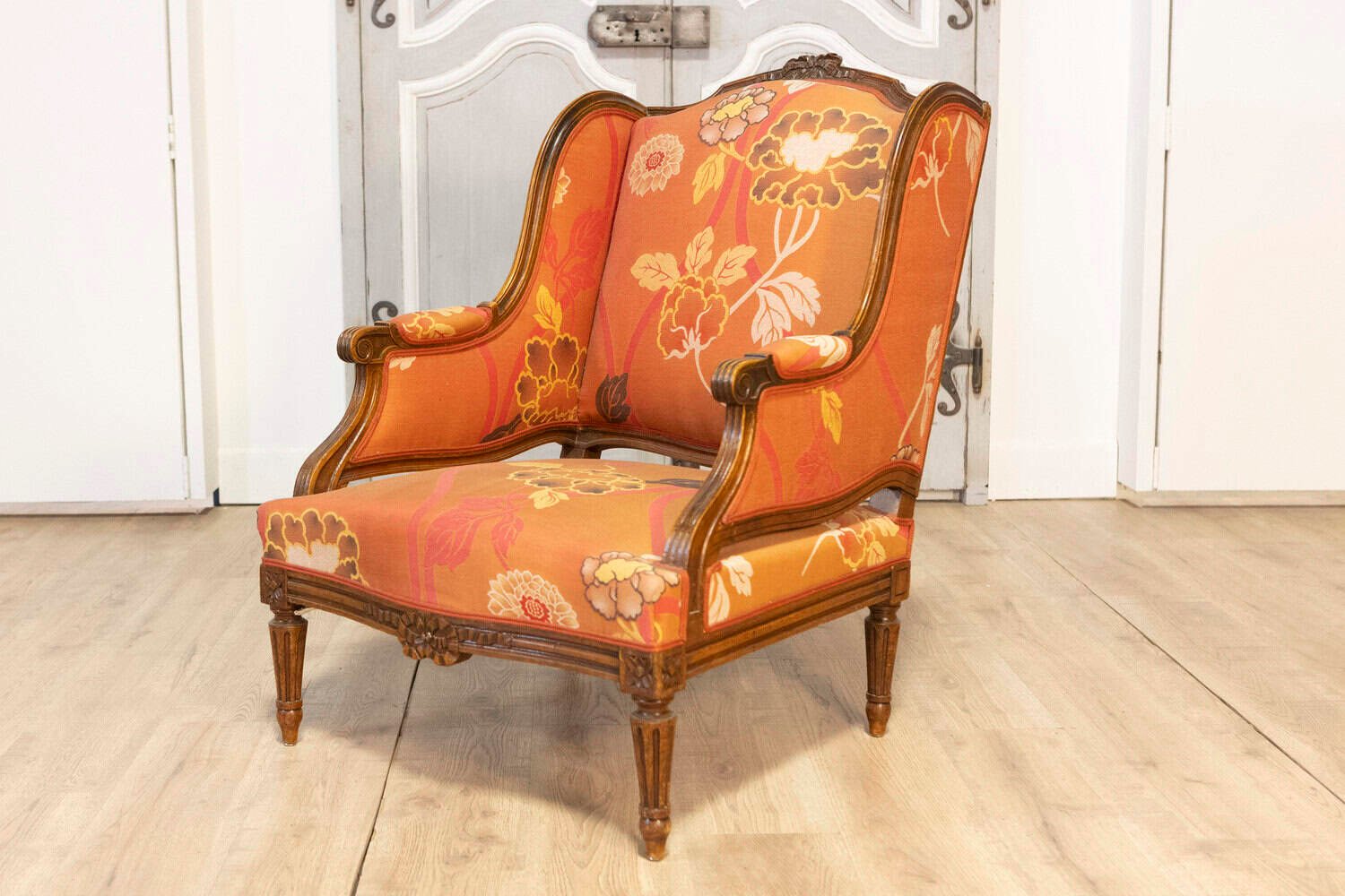 20th Century French Walnut Chair and Ottoman - JAA