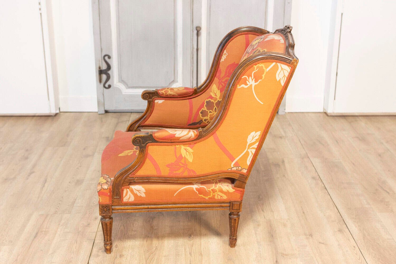 20th Century French Walnut Chair and Ottoman - JAA