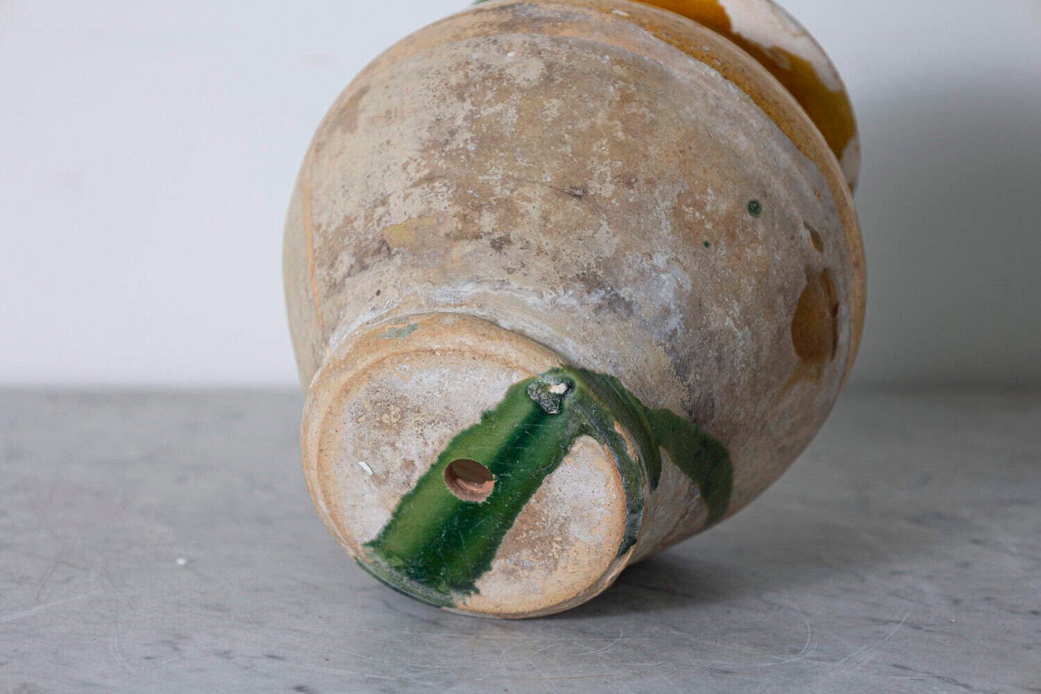 French 19th Century Country Glazed Confit Pot with Ochre Yellow Glaze - JAA
