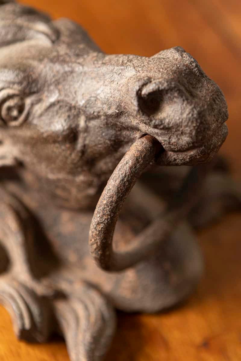 French 18th Century Cast Iron Horse Head Door Ornament with Iron Ring - JAA