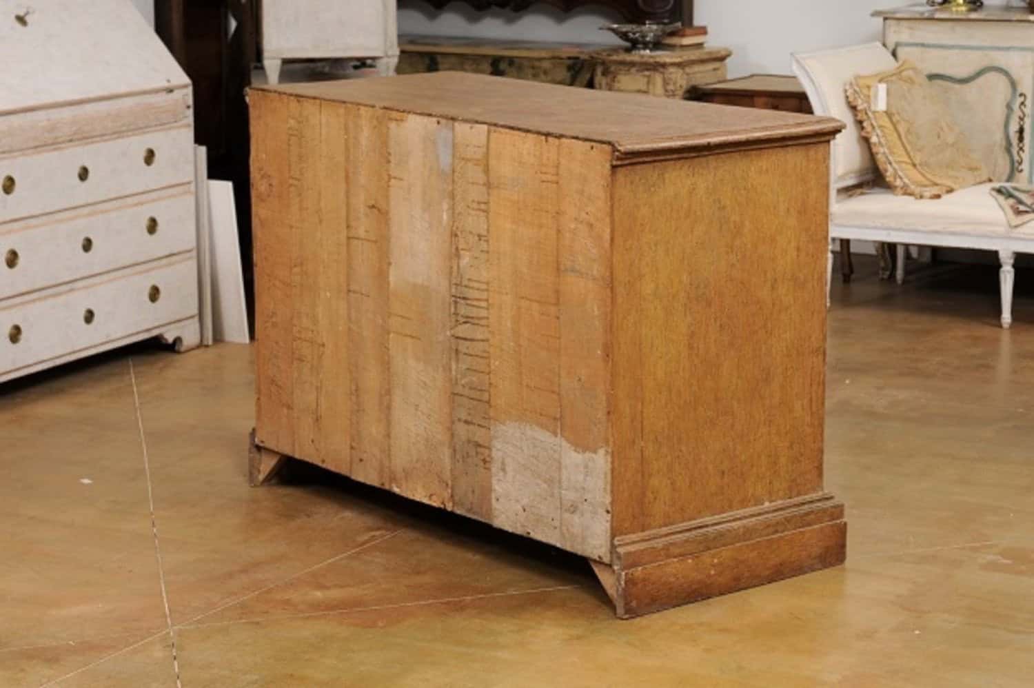 Italian Baroque Early 17th Century Painted Buffet with Carved Diamond Motifs - JAA