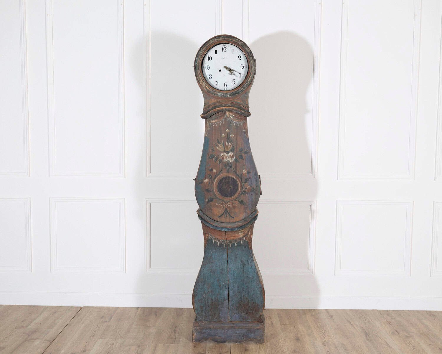 1822 Swedish Folk Art Tall Case Clock with Original Paint - JAA