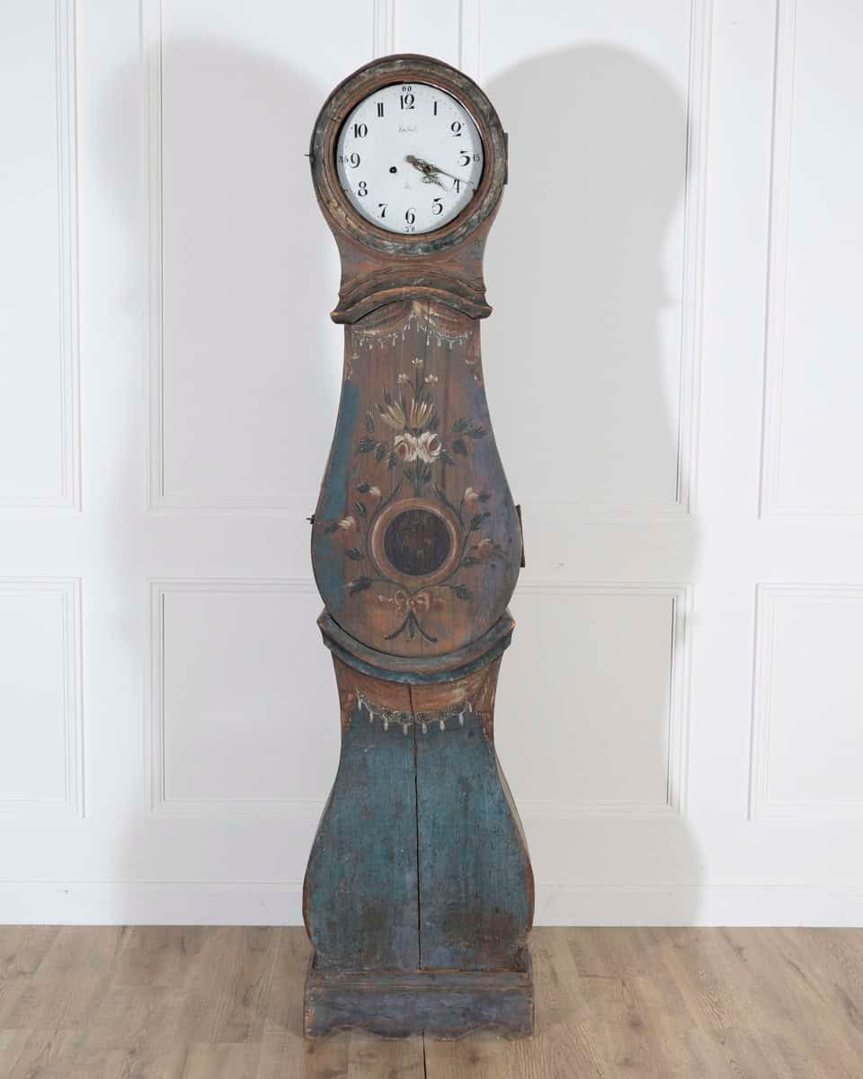 1822 Swedish Folk Art Tall Case Clock with Original Paint - JAA