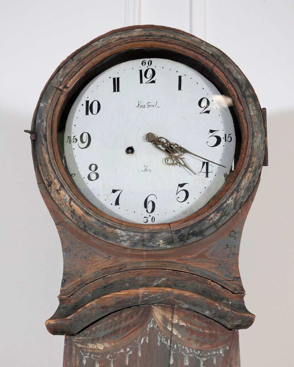 1822 Swedish Folk Art Tall Case Clock with Original Paint - JAA