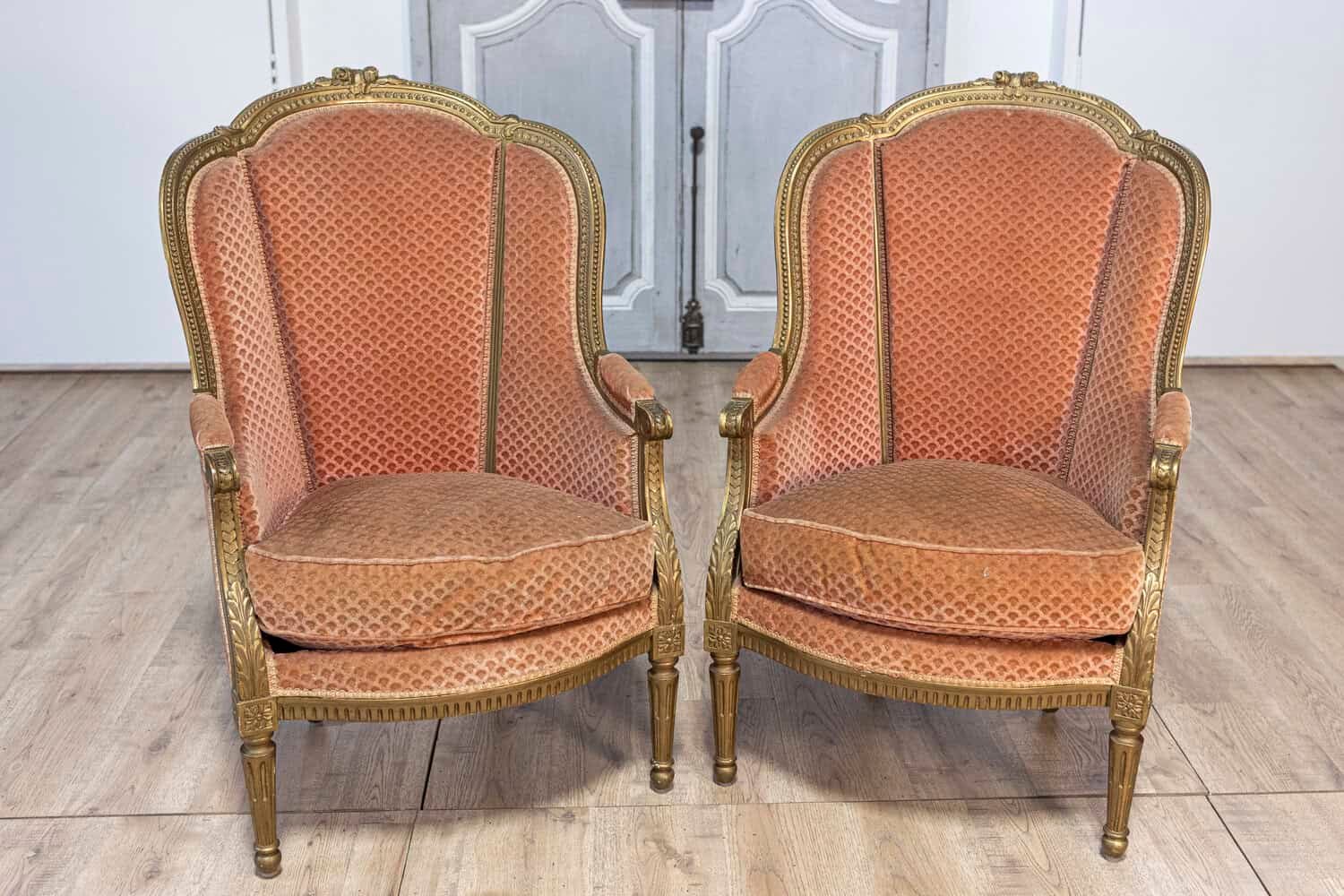 Pair of 20th Century French Louis XVI Style Bergères Chairs - JAA