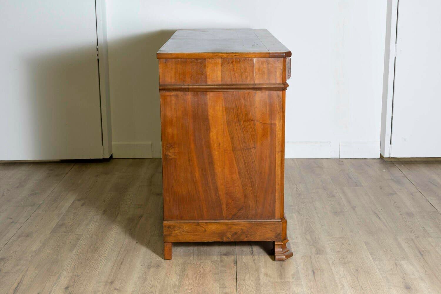 Italian 19th Century Walnut Buffet with Carved Diamond and Floral Motifs - JAA