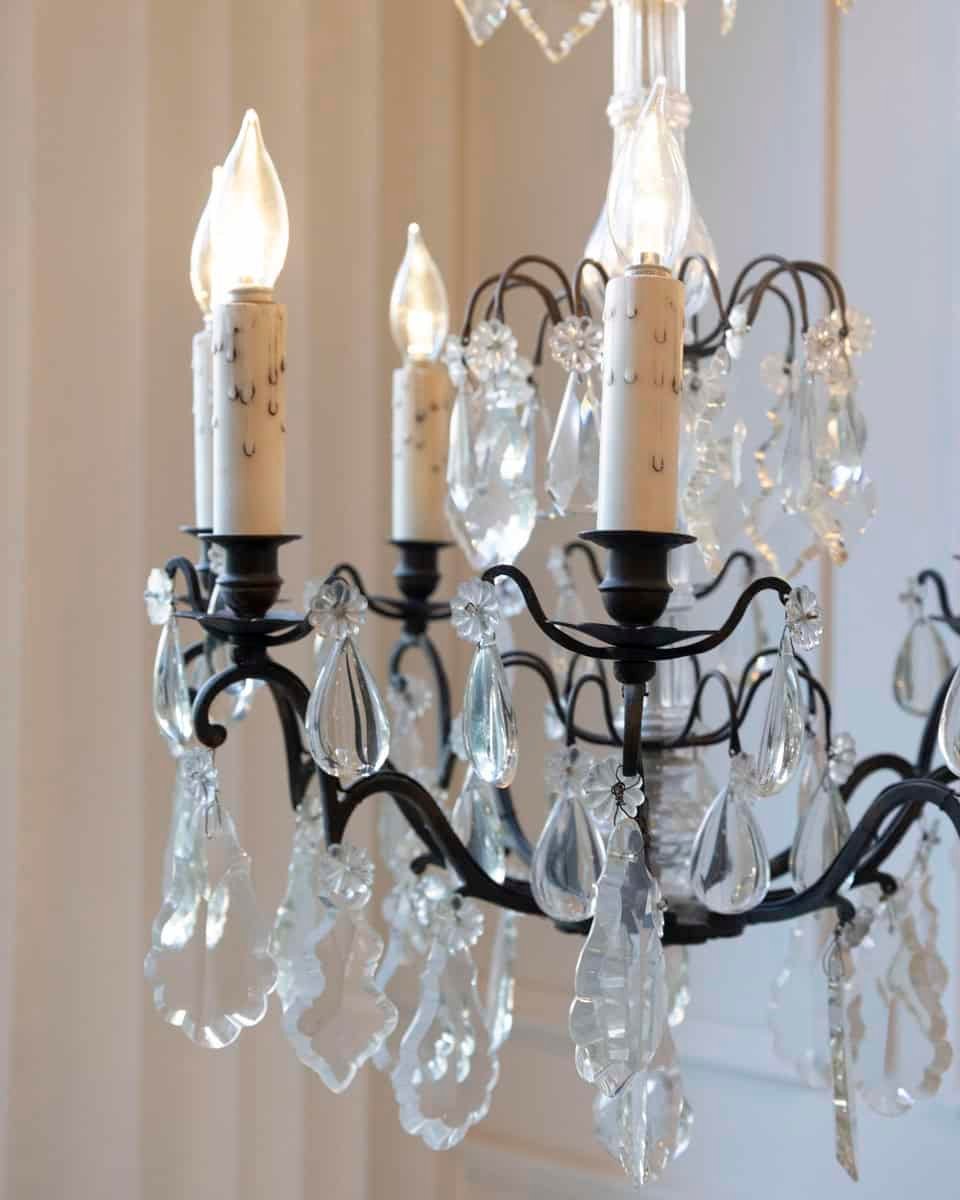 French Late 19th Century Eight-Arm Crystal Chandelier with Dark Metal Armature - JAA