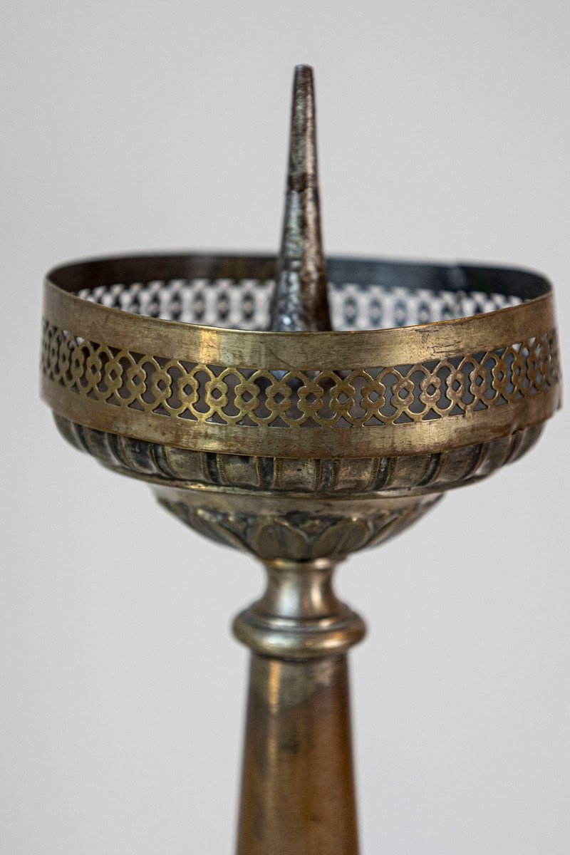 Pair of Italian 19th Century Metal Candlesticks with Silver and Gold Tones - JAA