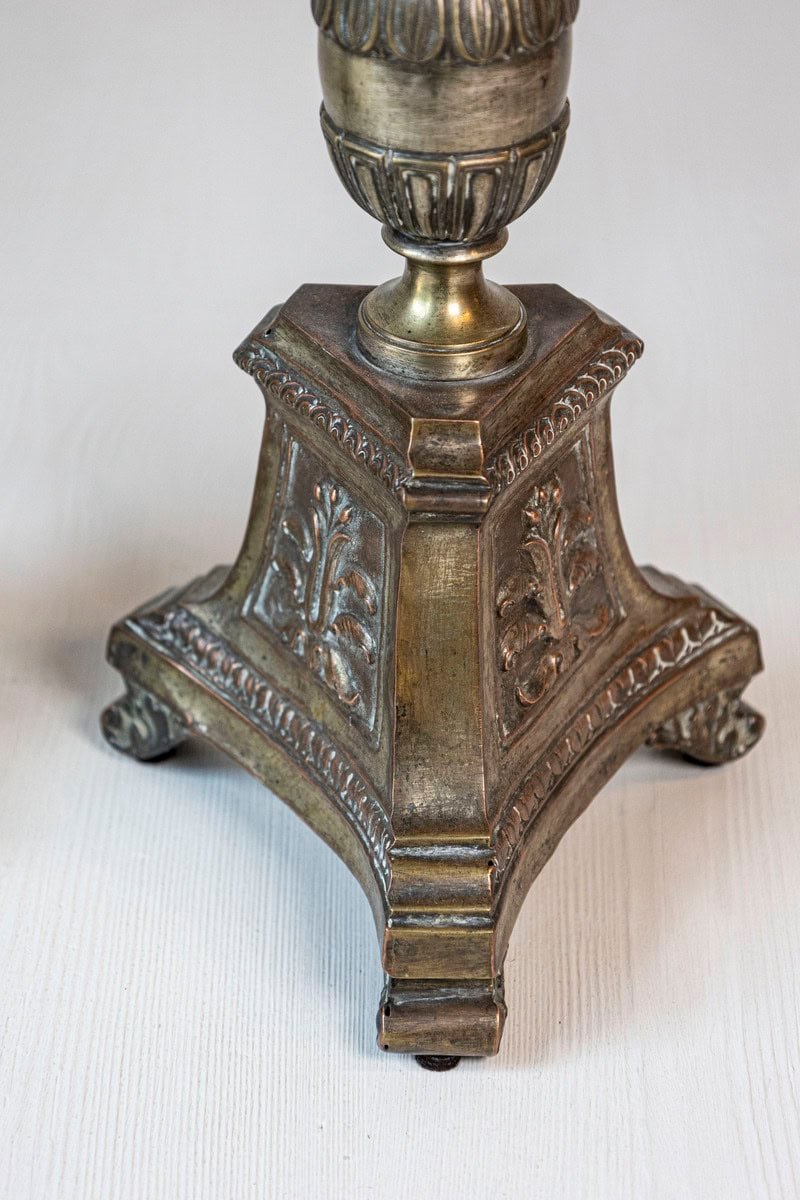 Pair of Italian 19th Century Metal Candlesticks with Silver and Gold Tones - JAA
