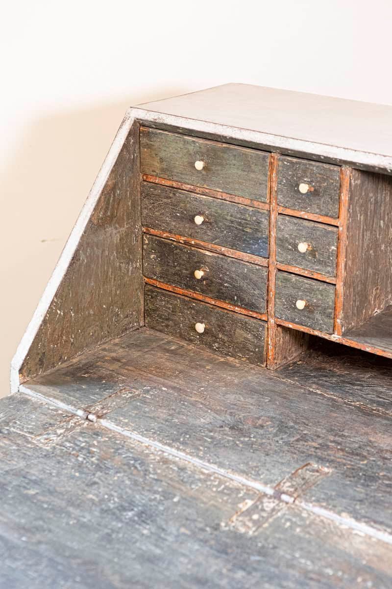 Swedish Gustavian Period 1790s Painted Slant Front Secretary with Three Drawers - JAA