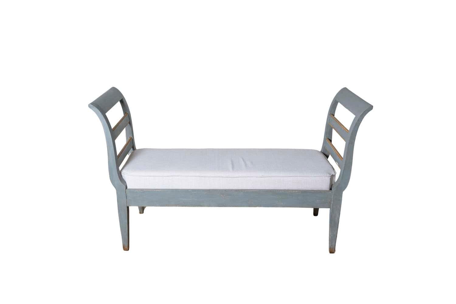 19th Century Lacquered Tuscan Bench with Curved Ladder Arms