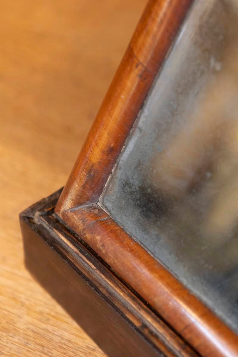 Italian 18th Century Baroque Walnut Box with Marquetry Inlay and Mirror Interior - JAA