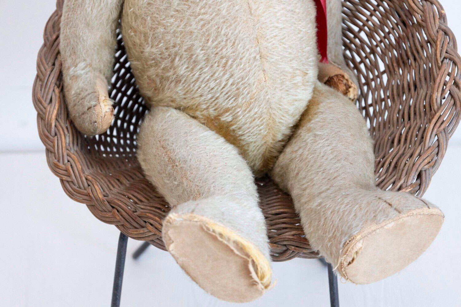Antique American Teddy Bears with Ribbons Sitting in Wicker Chairs, Priced Each - JAA