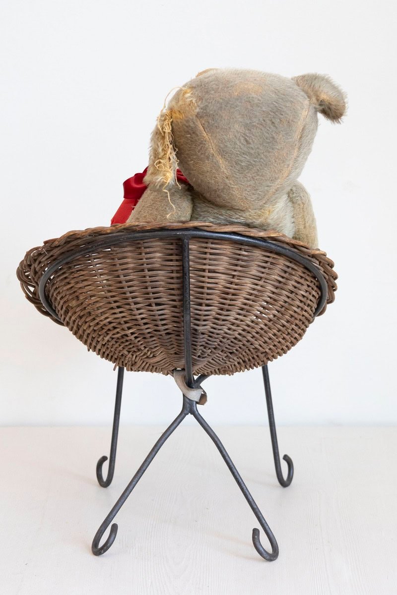 Antique American Teddy Bears with Ribbons Sitting in Wicker Chairs, Priced Each - JAA