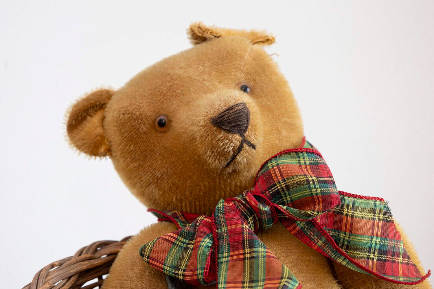 Antique American Teddy Bears with Ribbons Sitting in Wicker Chairs, Priced Each - JAA