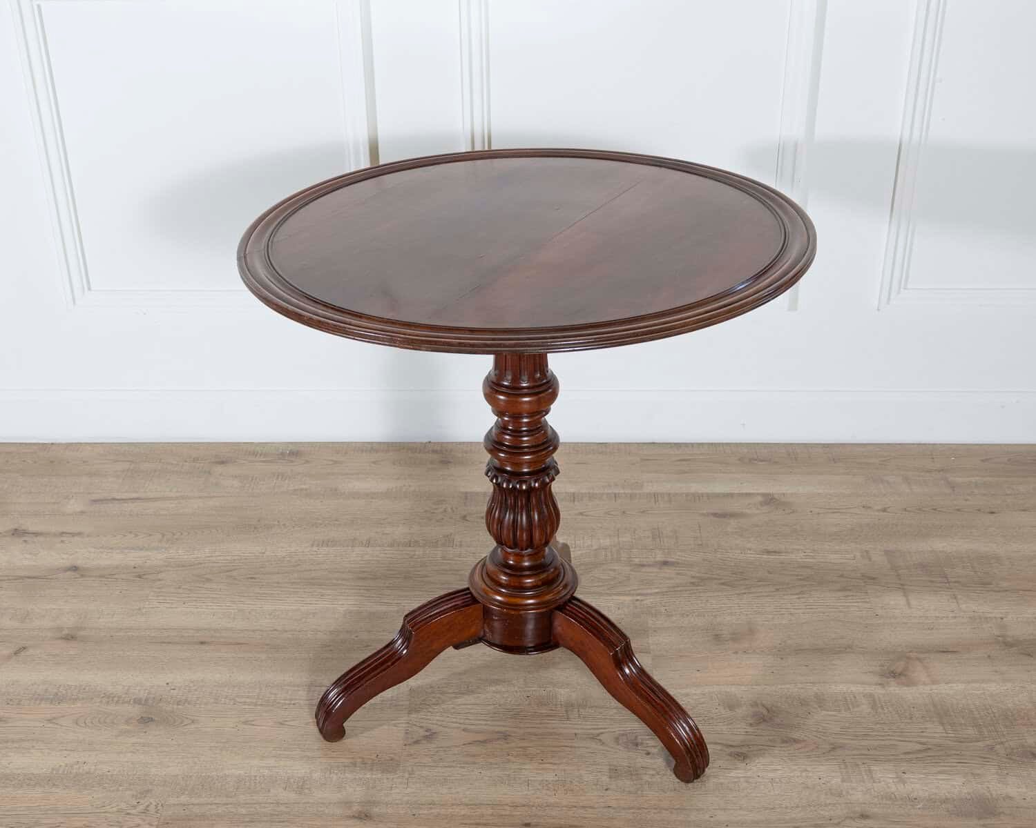 19th Century Round Mahogany Tilt-Top Pedestal Table - JAA