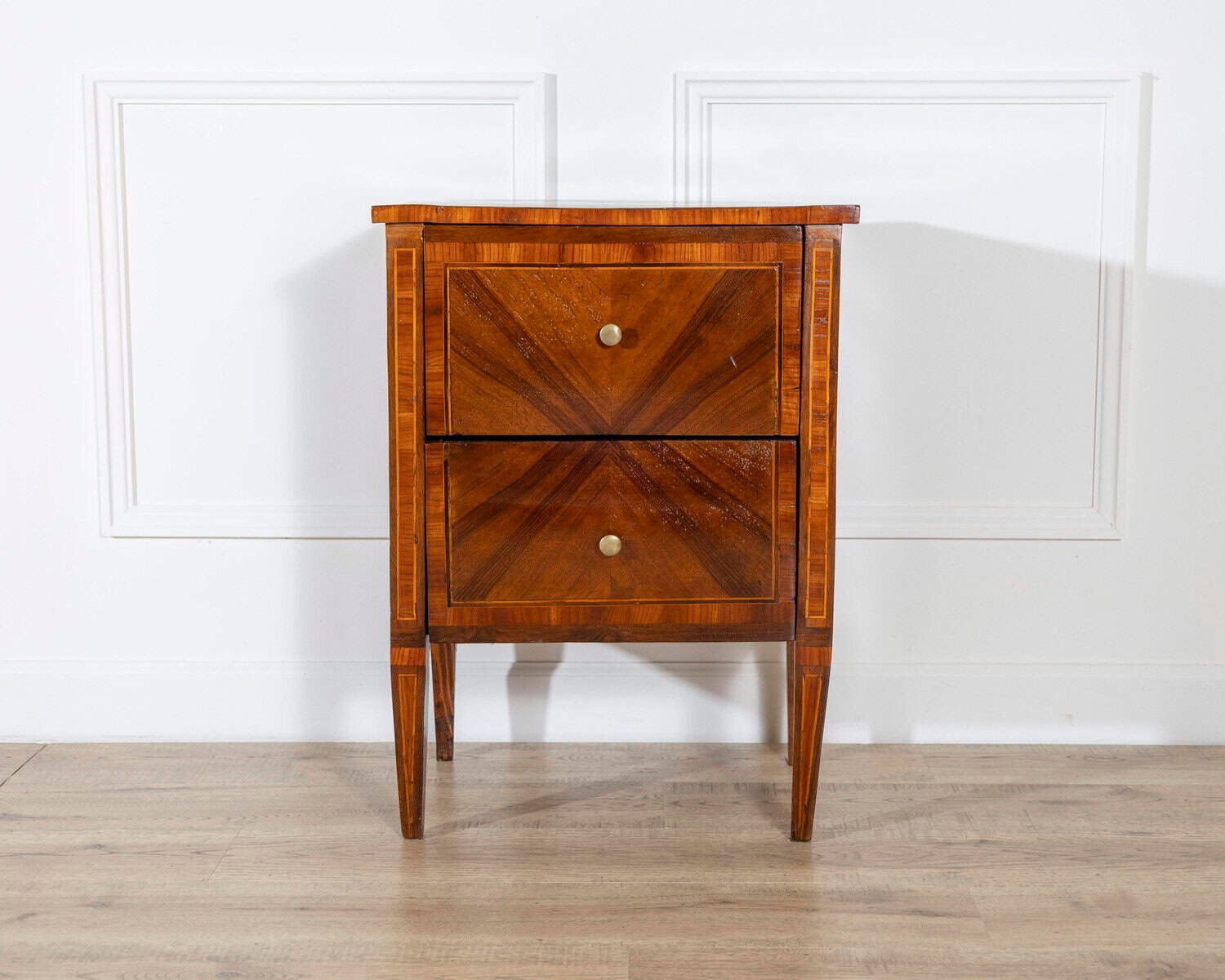 Antique Louis XVI Cabinet Bedside Table In Walnut And Marquetry – Italy 19th - JAA