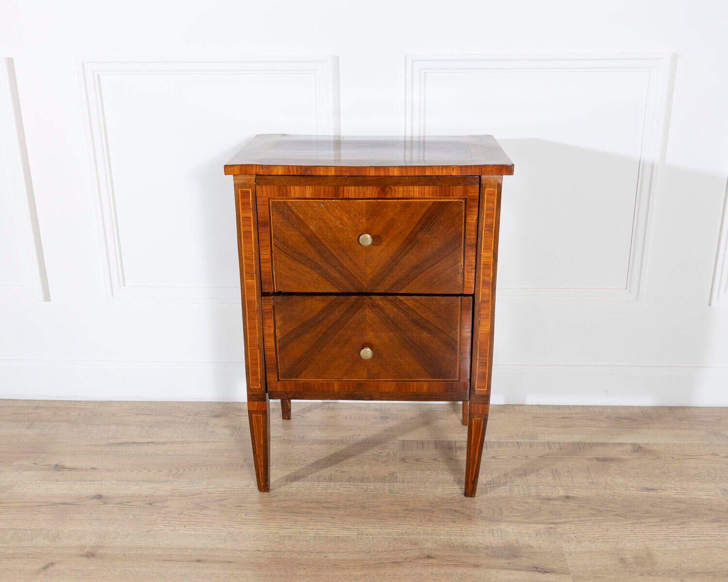 Antique Louis XVI Cabinet Bedside Table In Walnut And Marquetry – Italy 19th - JAA