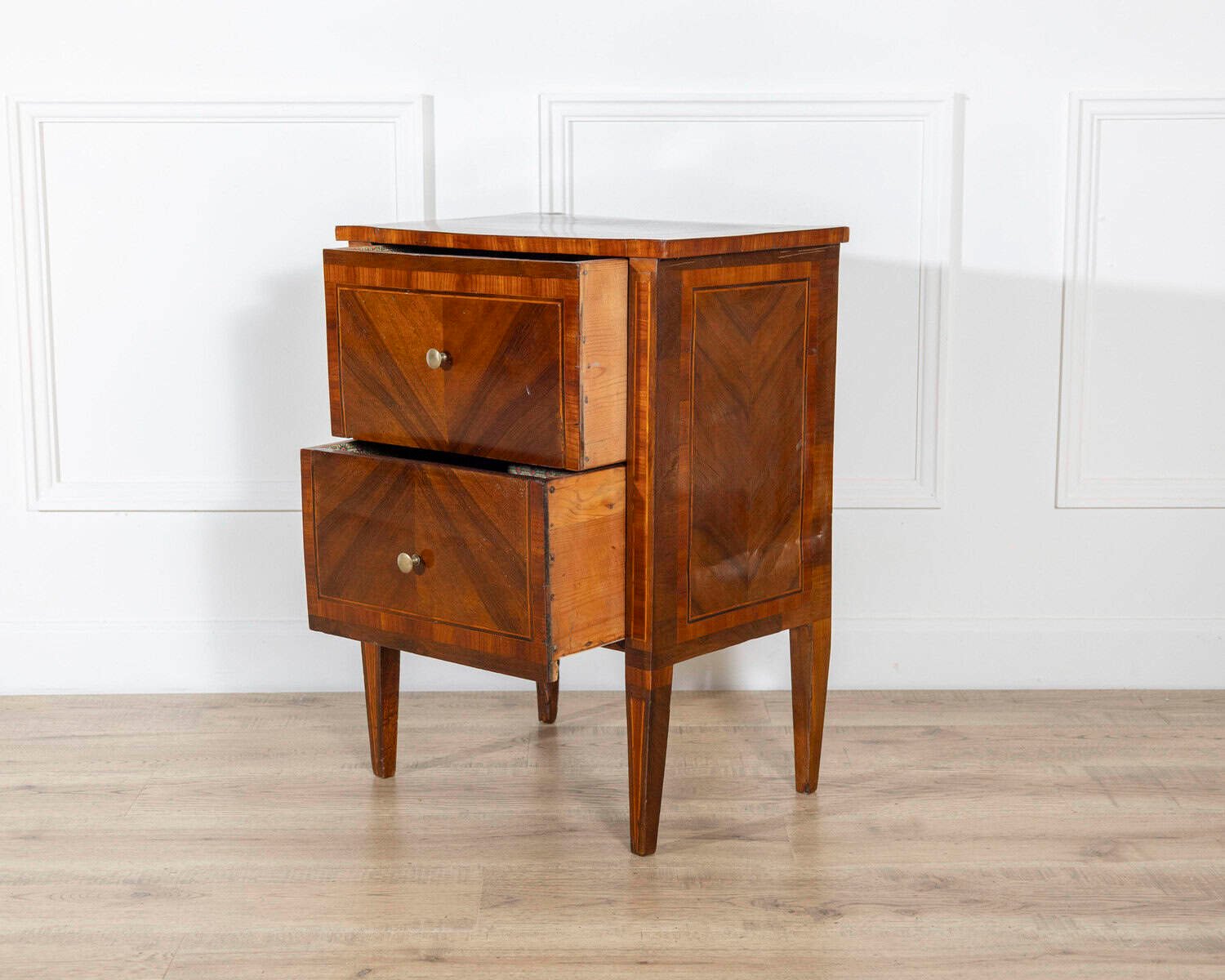 Antique Louis XVI Cabinet Bedside Table In Walnut And Marquetry – Italy 19th - JAA