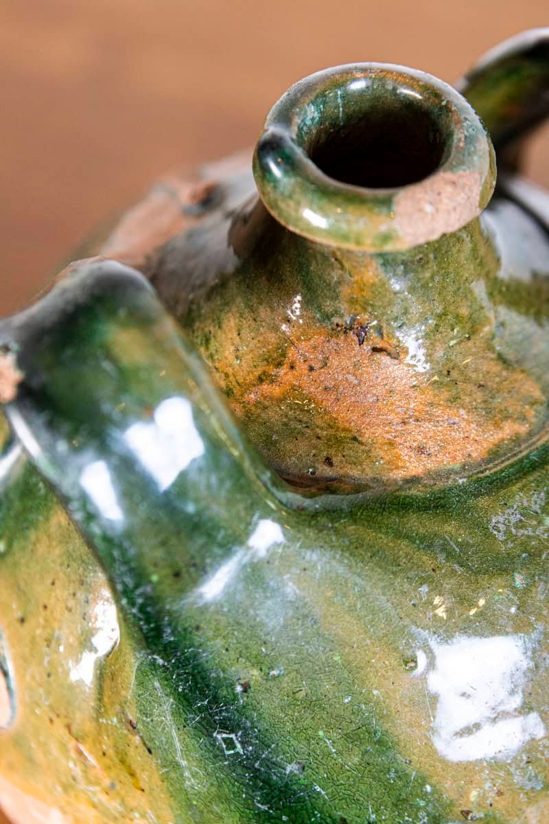 French Provincial Napoléon III Era Green Glazed Pottery Jugs, Circa 1850 - JAA