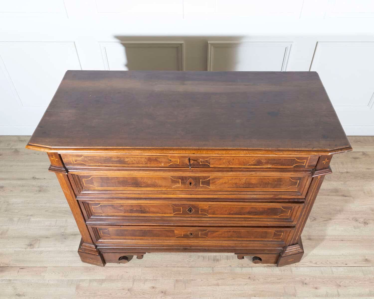 17th-Century Central Italian Walnut Commode with Maple Inlay - JAA