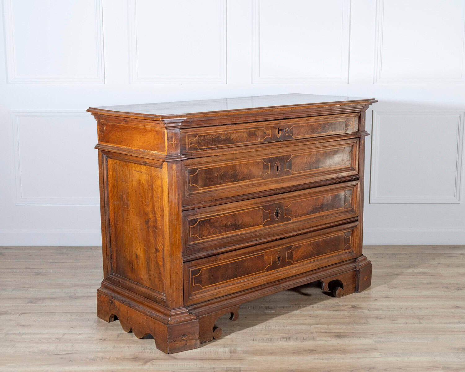 17th-Century Central Italian Walnut Commode with Maple Inlay - JAA