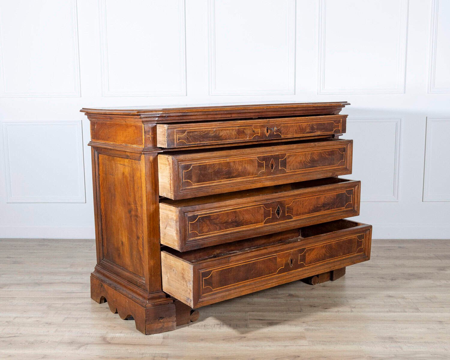 17th-Century Central Italian Walnut Commode with Maple Inlay - JAA