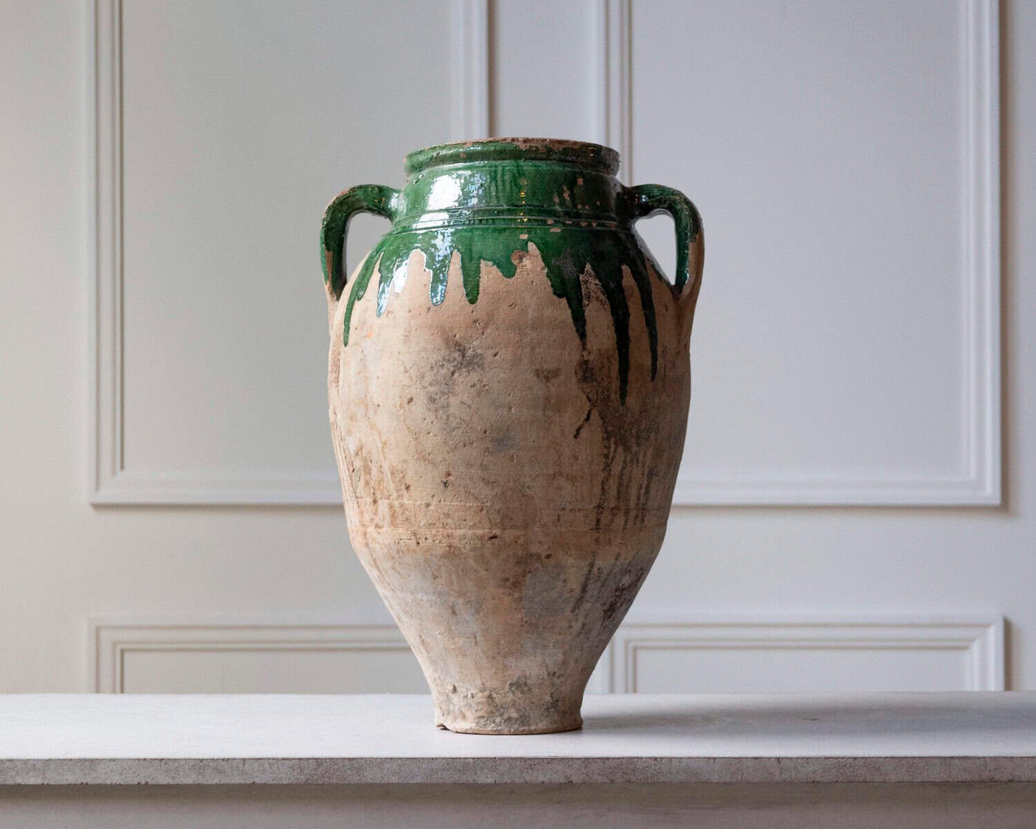 Balkan 19th Century Terracotta Jar with Green Drip Glaze - JAA