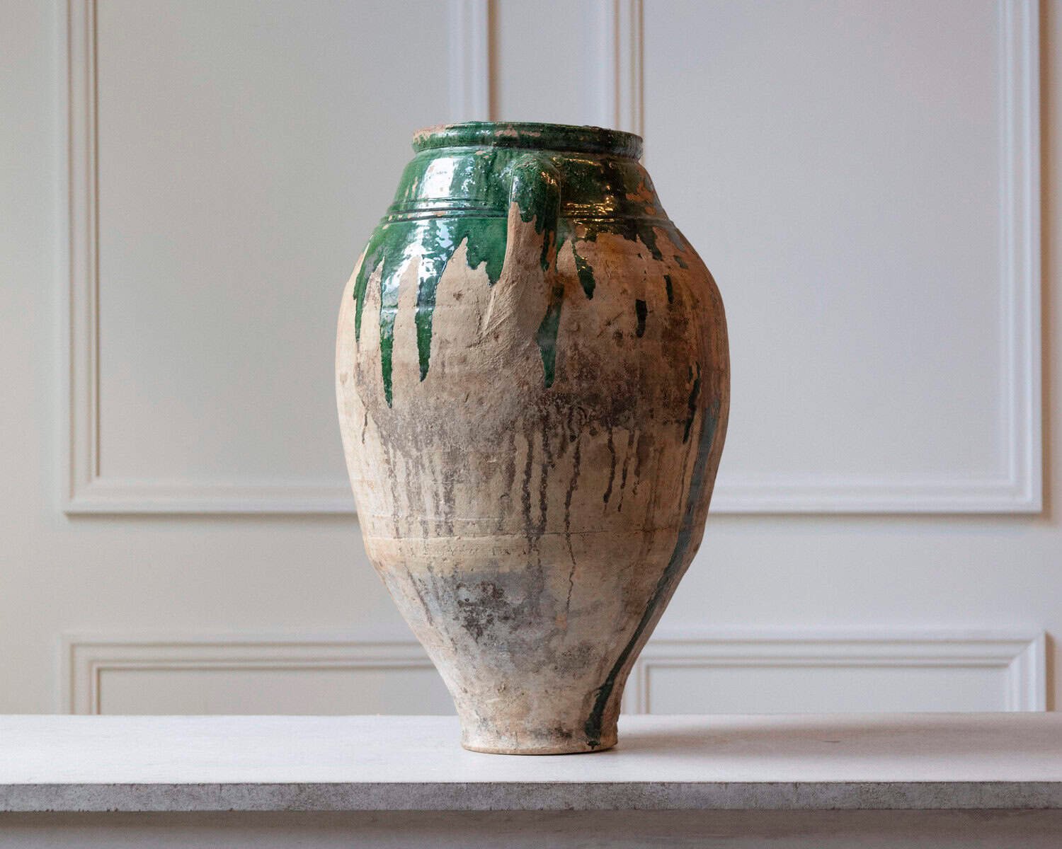 Balkan 19th Century Terracotta Jar with Green Drip Glaze - JAA