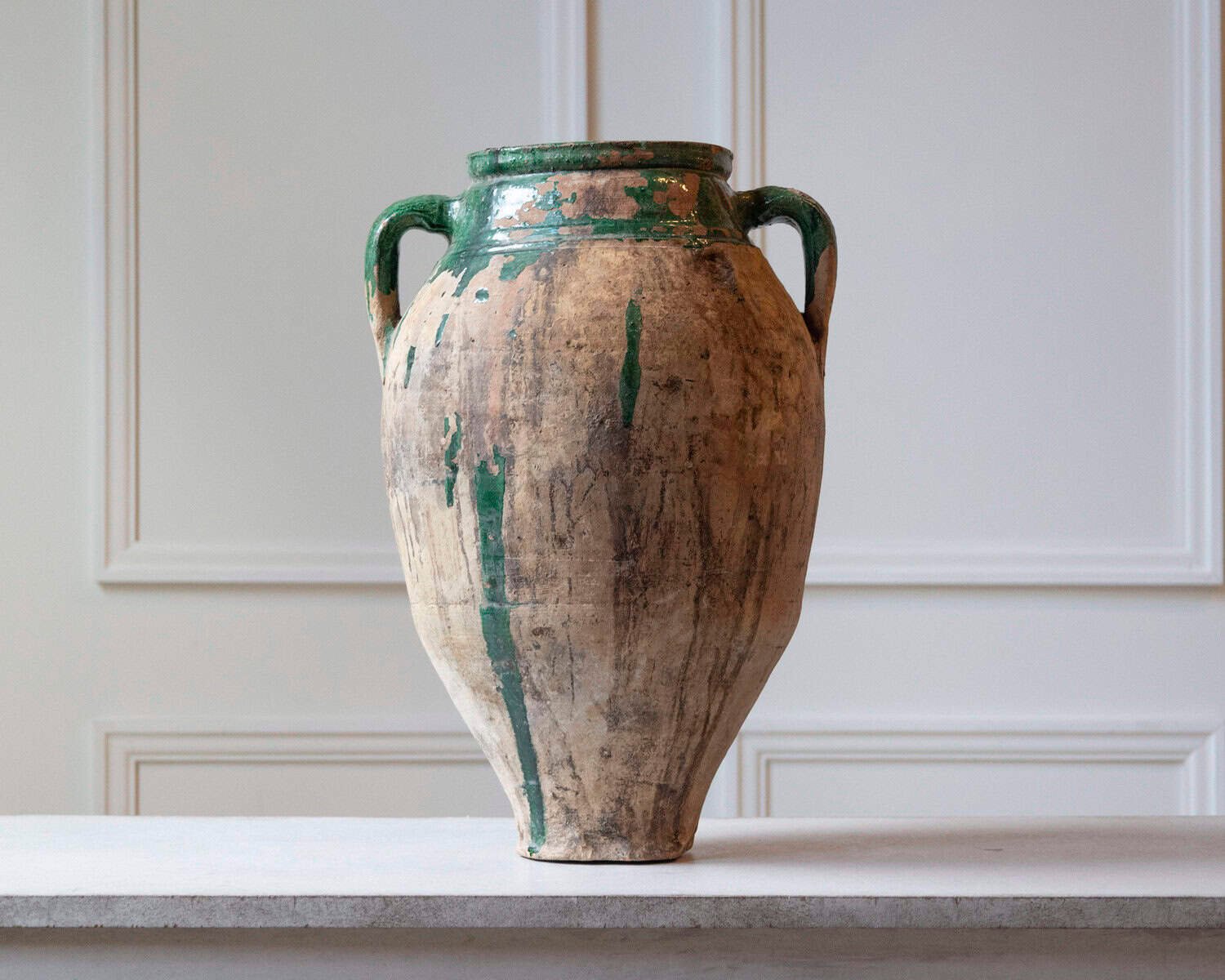 Balkan 19th Century Terracotta Jar with Green Drip Glaze - JAA