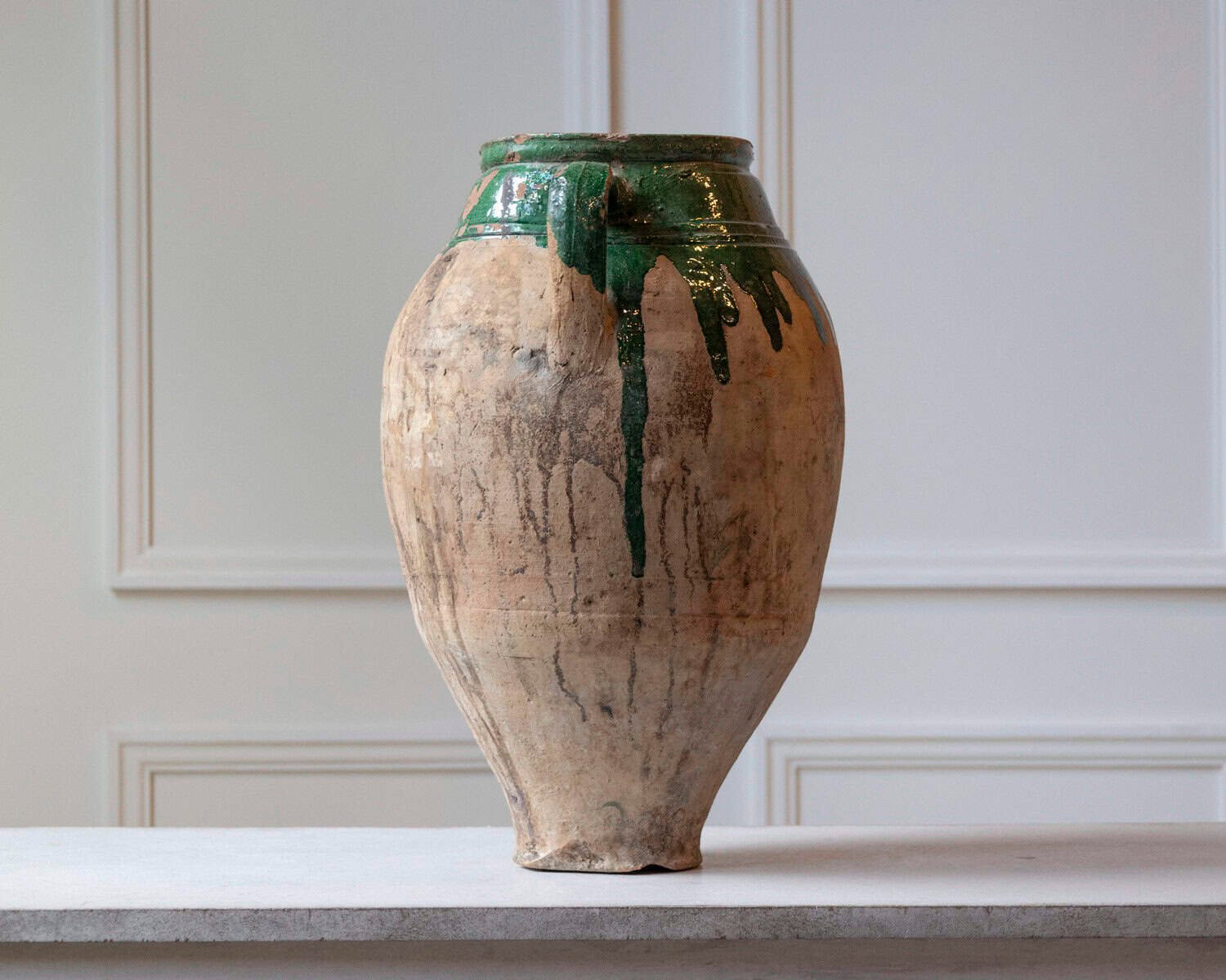 Balkan 19th Century Terracotta Jar with Green Drip Glaze - JAA