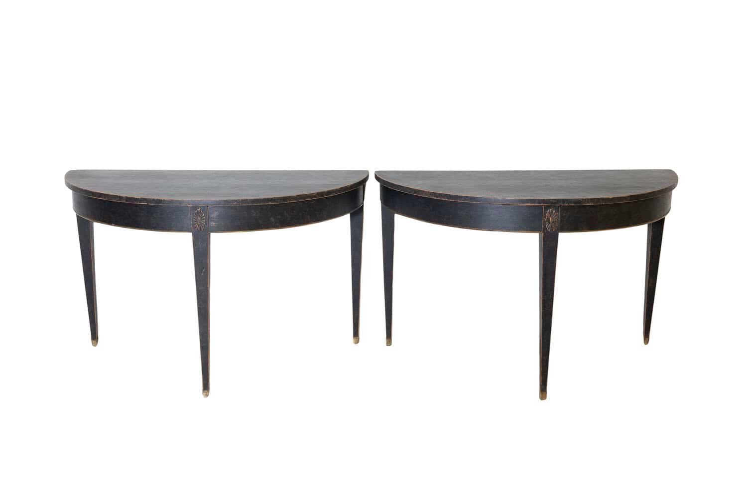 Pair of 19th Century Swedish Demi Lunes Circa 1800
