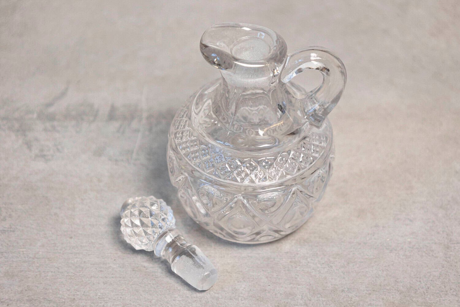 English 20th Century Miniature Cut Glass Olive Oil Pitcher - JAA