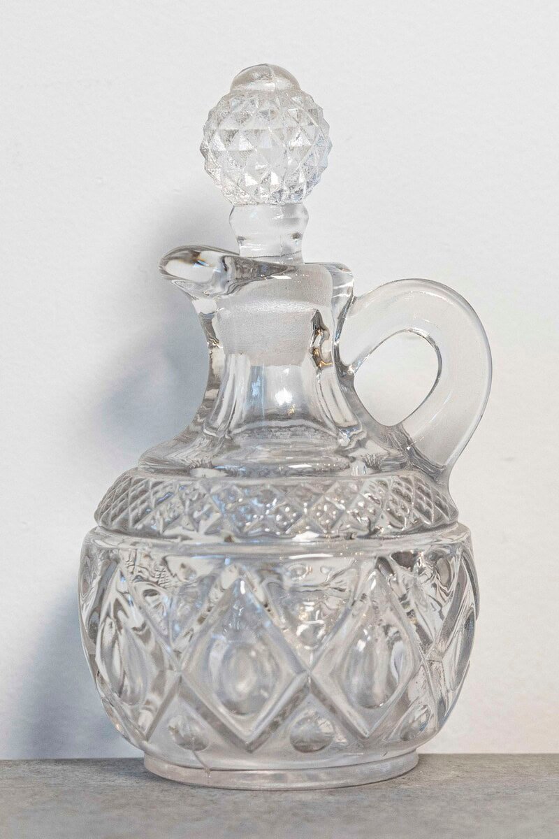 English 20th Century Miniature Cut Glass Olive Oil Pitcher - JAA