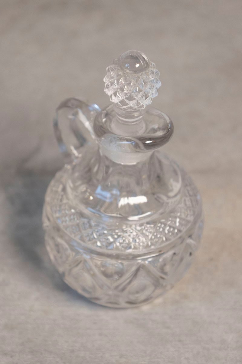 English 20th Century Miniature Cut Glass Olive Oil Pitcher - JAA