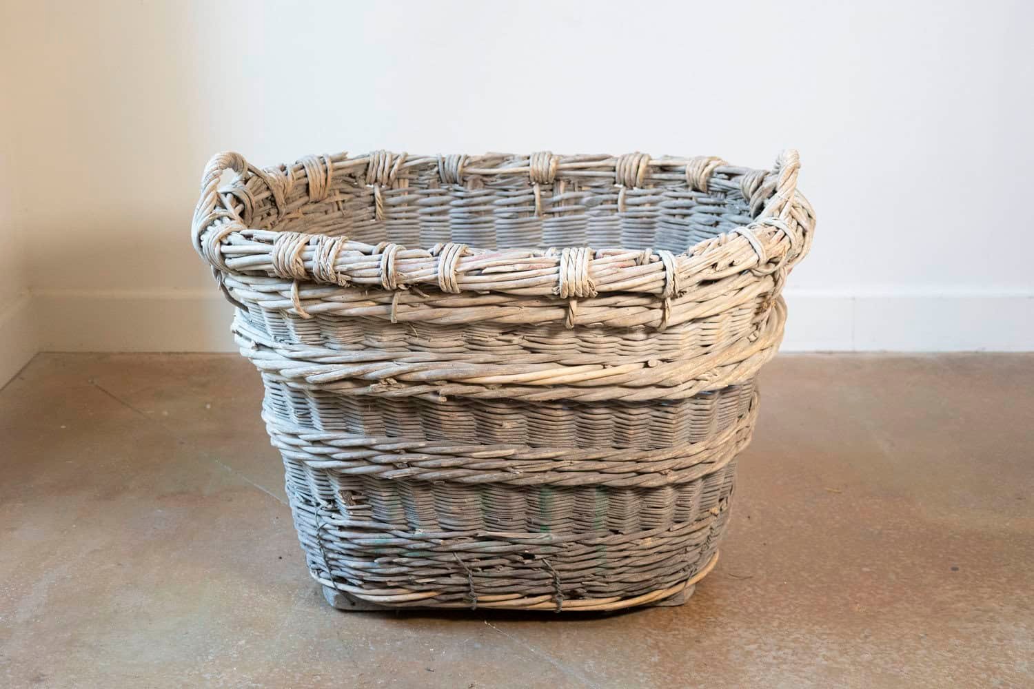 French Early 20th Century Wicker Grape Harvesting Basket - JAA
