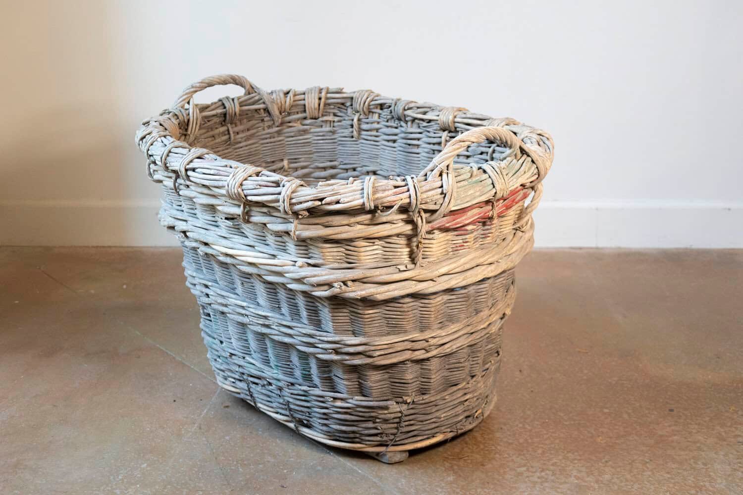 French Early 20th Century Wicker Grape Harvesting Basket - JAA
