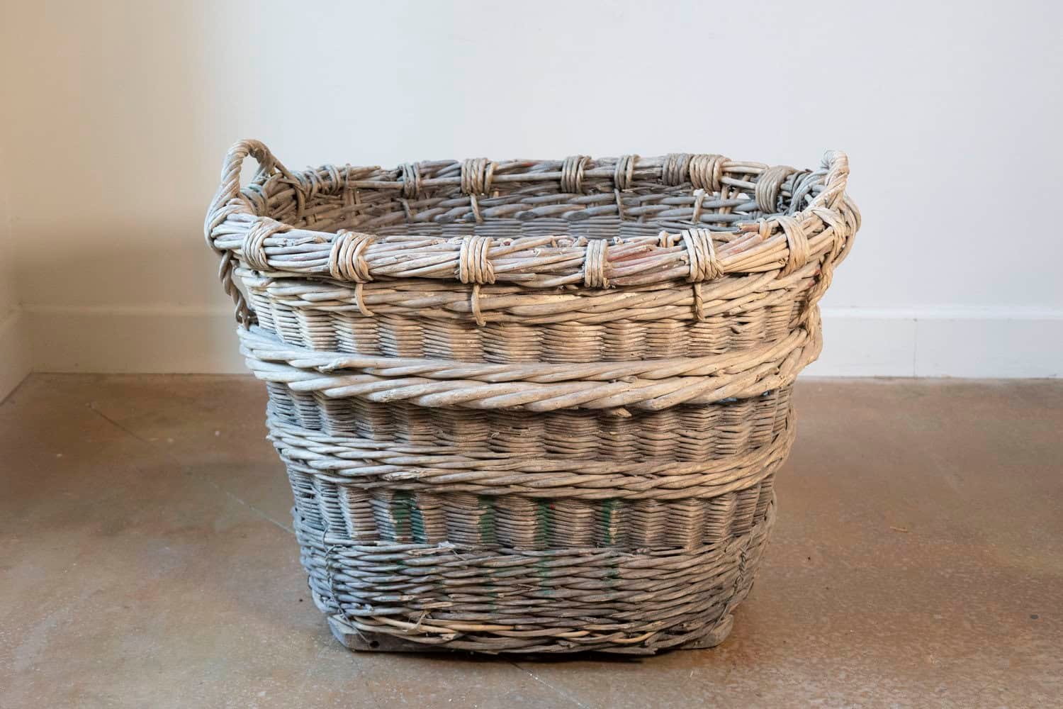 French Early 20th Century Wicker Grape Harvesting Basket - JAA