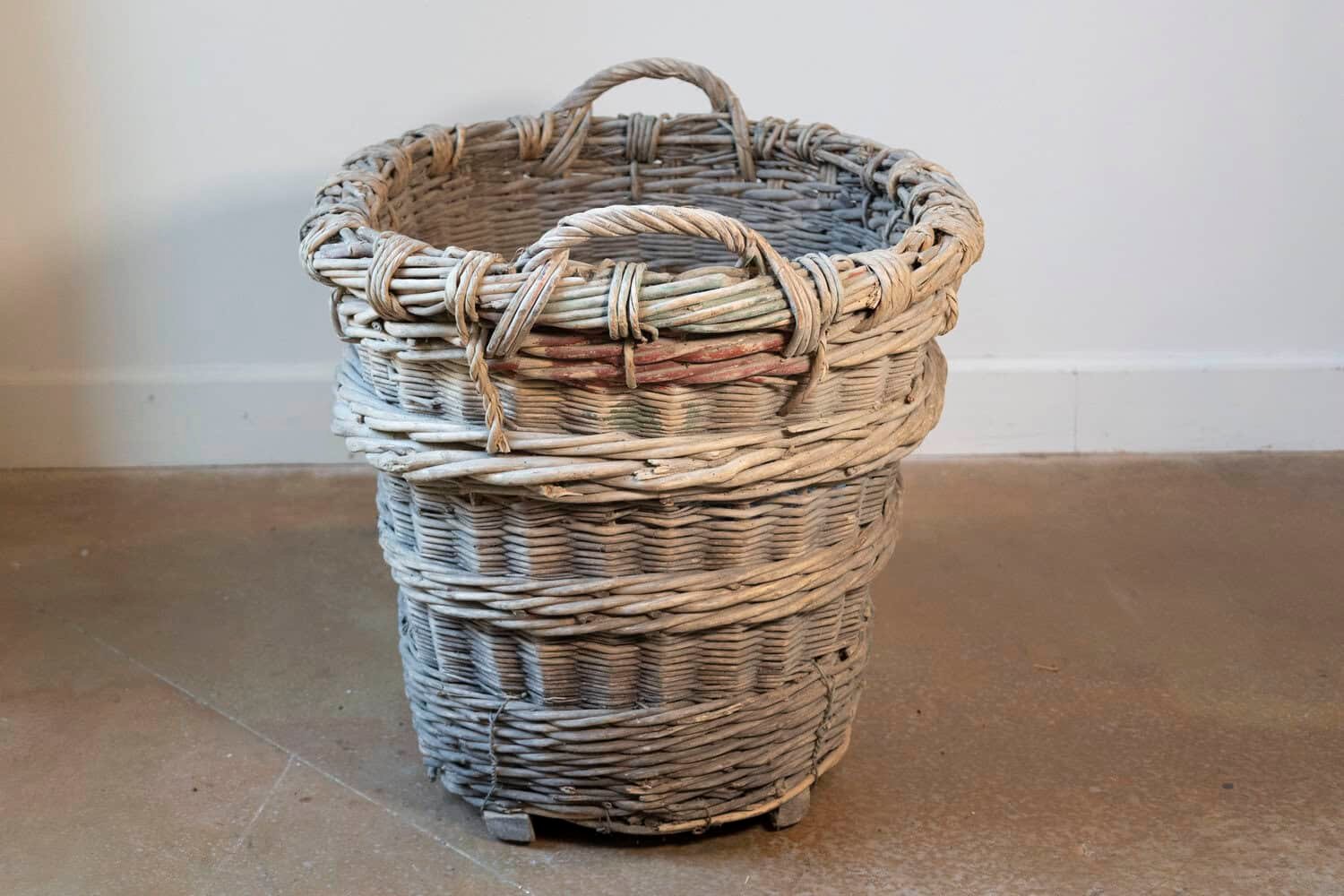 French Early 20th Century Wicker Grape Harvesting Basket - JAA