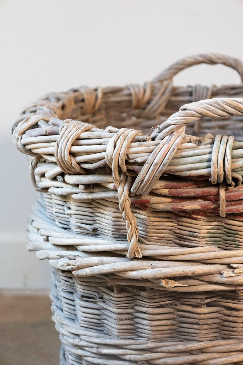 French Early 20th Century Wicker Grape Harvesting Basket - JAA