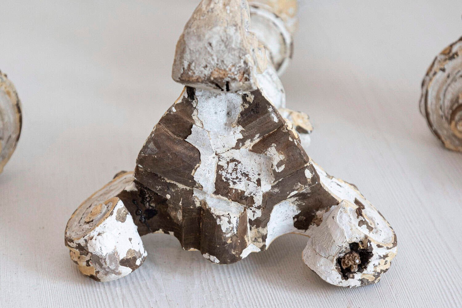 French Early 18th Century Rococo Gray and Cream Painted Candlesticks, Sold Each - JAA