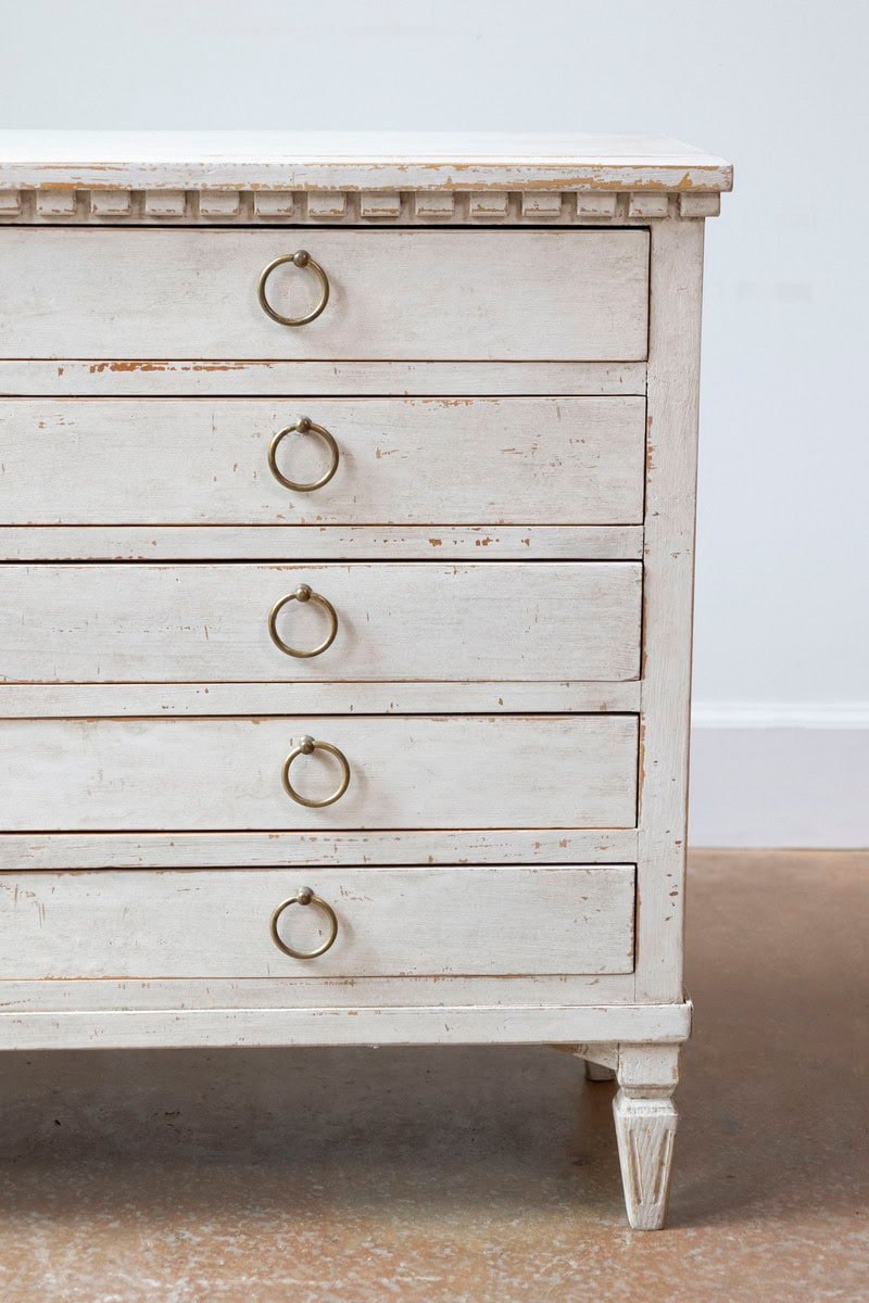 Swedish Gustavian Style 1890s Apothecary Chest with 10 Drawers and Carved Dentil - JAA