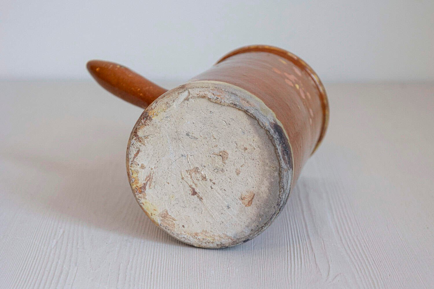 French 19th Century Rustic Pitcher with Rust Colored Glaze and Straight Handle - JAA