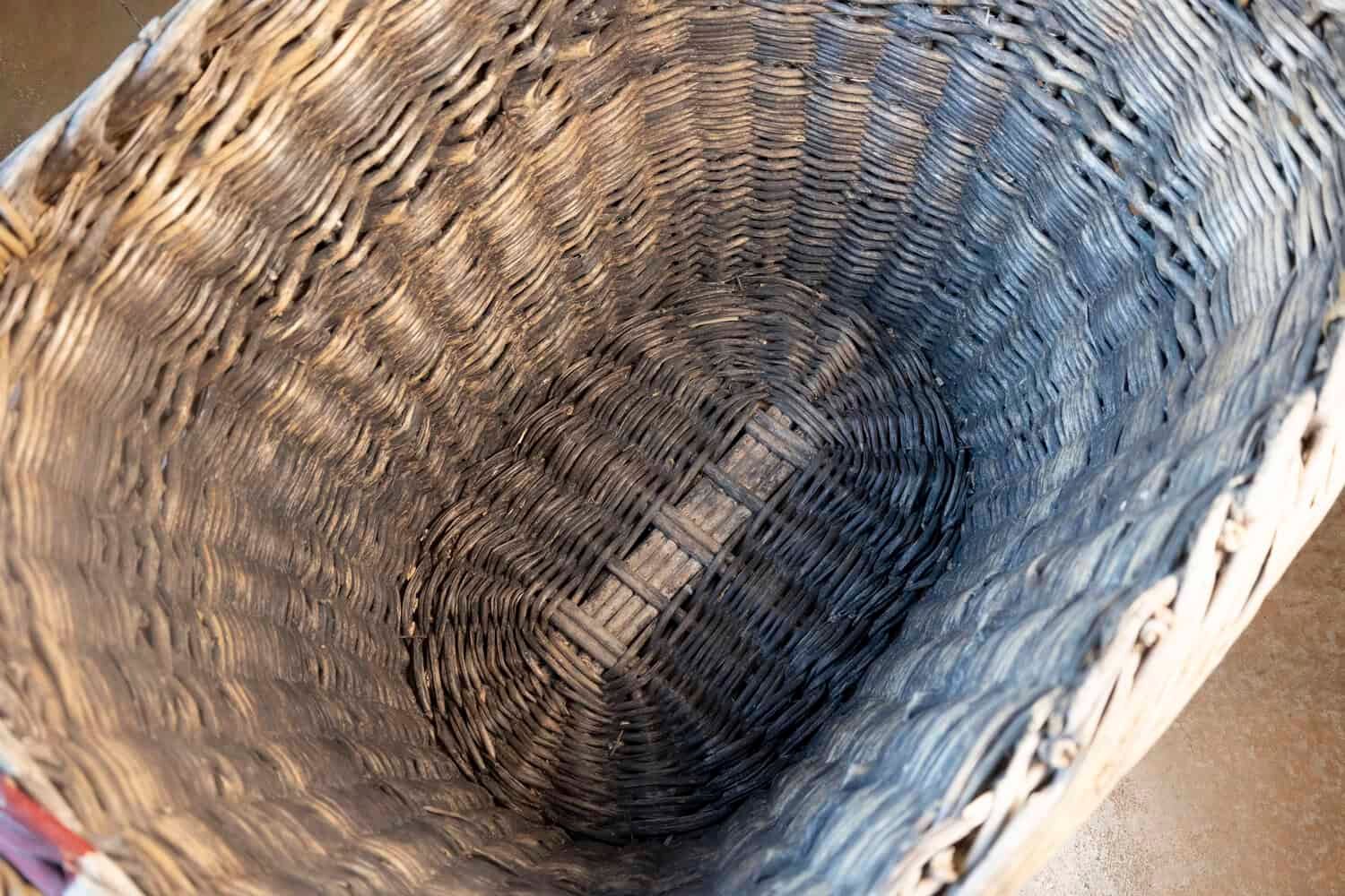 French 1940s Wicker Champagne Harvesting Basket with Stenciled Vineyard Marking - JAA