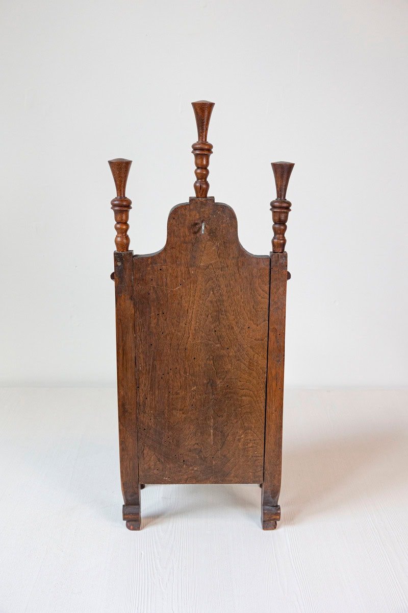 French 19th Century Louis XV Walnut Farinière with Carved Floral Décor, Cabriole Legs and Turned Finials - JAA