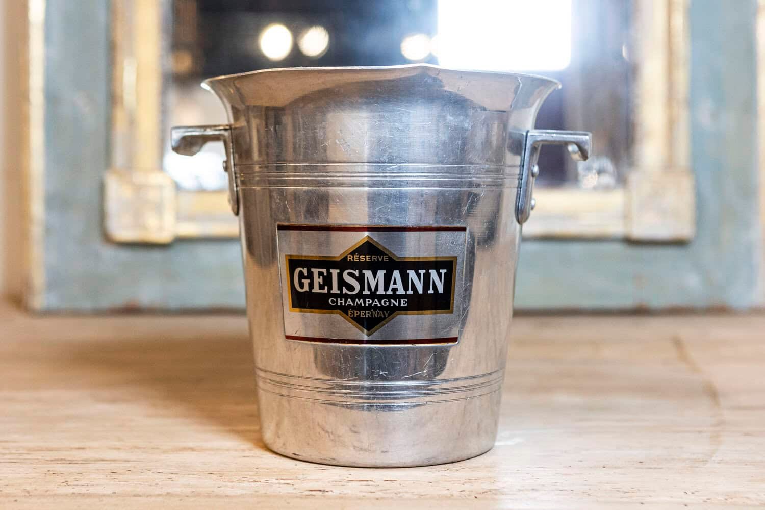 French 19th Century Aluminum Champagne Bucket with Geismann Epernay Label - JAA