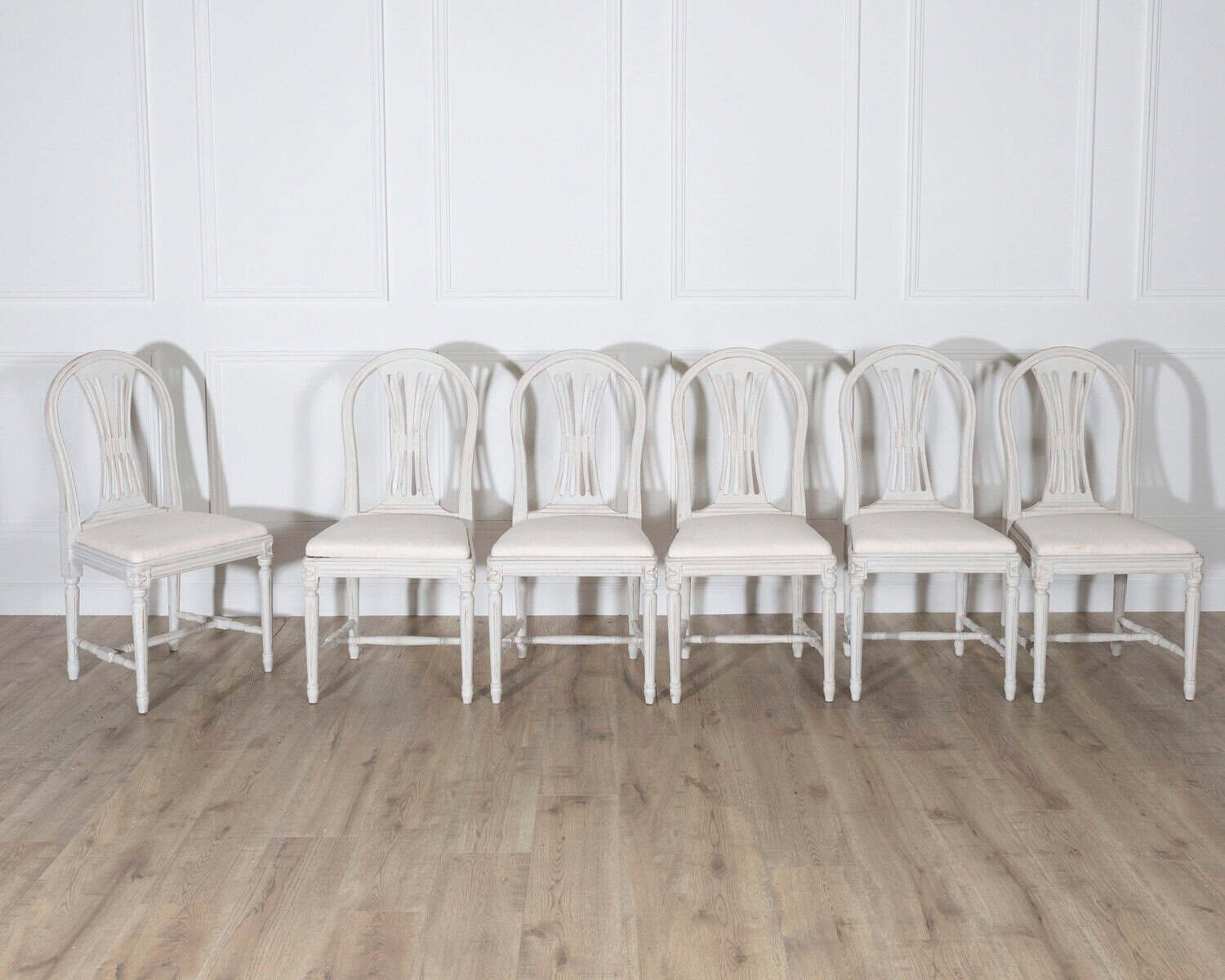 Set of 12 Early 20th Century Swedish Gustavian Style Dining Chairs in Painted Wood - JAA