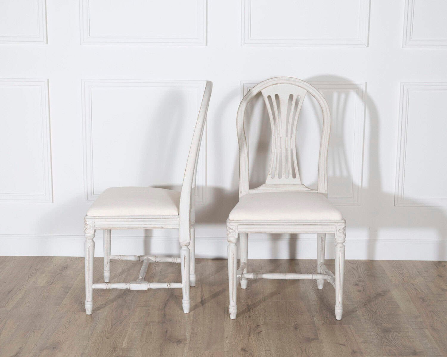 Set of 12 Early 20th Century Swedish Gustavian Style Dining Chairs in Painted Wood - JAA