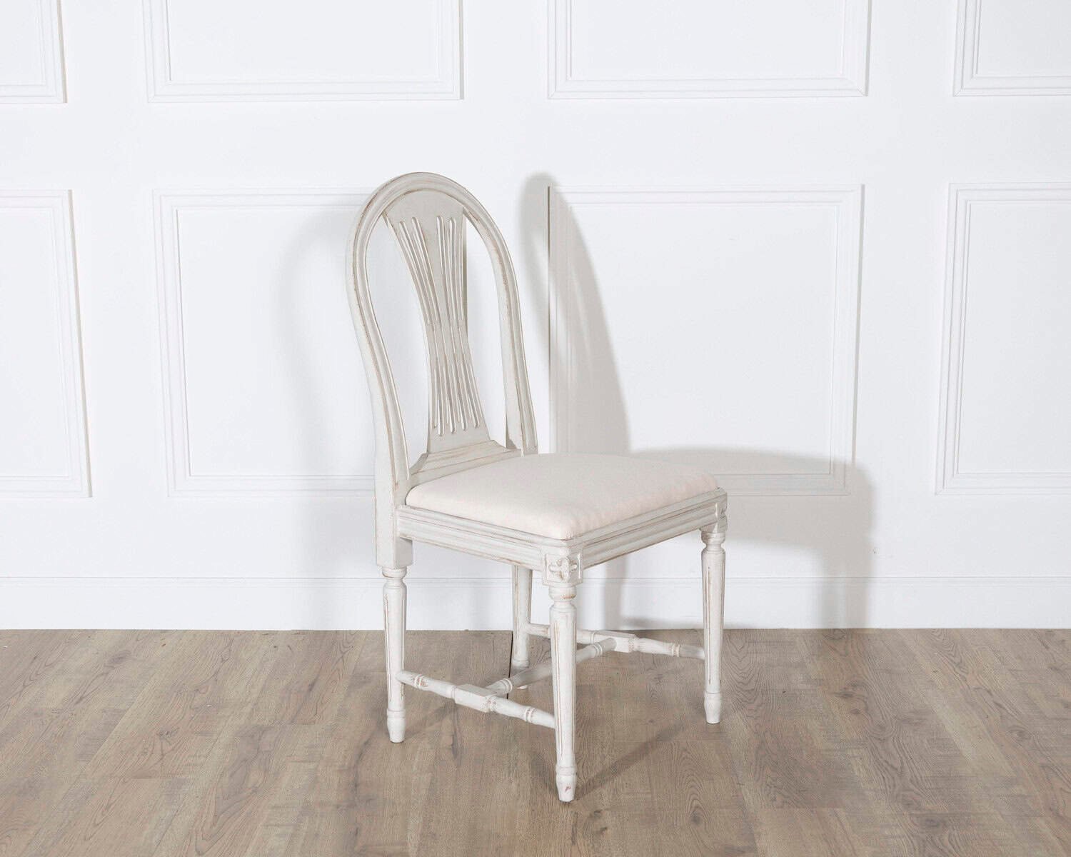Set of 12 Early 20th Century Swedish Gustavian Style Dining Chairs in Painted Wood - JAA